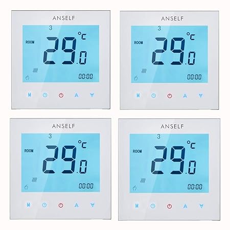 Anself 4 Stück Programmierbar Raumthermostat mit LCD Touch Screen Wasser Heizung Wöchentliche Room Thermostat Controller 3A 1