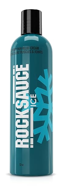 ROCKTAPE ROCKSAUCE ICE COOLING MUSCLE RELIEF CREAM WITH MENTHOL, 12 OUNCE, BLUE
