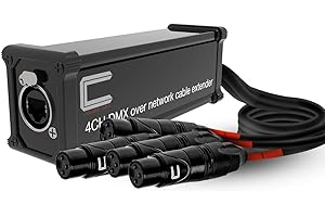 COLUBER CABLE 4 Channel 3-Pin XLR Female to Single Ethercon Cable -Compact Cat6 Multi Network Snake Receiver- for Live Stage, Home Studio Recording- XLR, AES, DMX Channels Over RJ45 Cat5/Cat6 Ethernet Cable