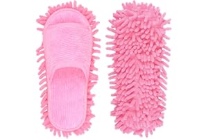 MILKY HOUSE Microfiber Slippers Floor Cleaning Mop Men and Women House Dusting Slippers Floor Cleaning Tool (pink)