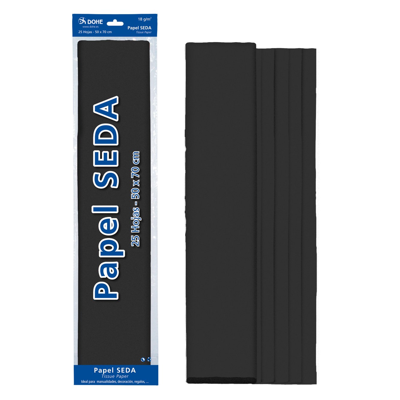 Dohe – Pack of 25 Pieces of Tissue Paper, 50 x 70 cm Black