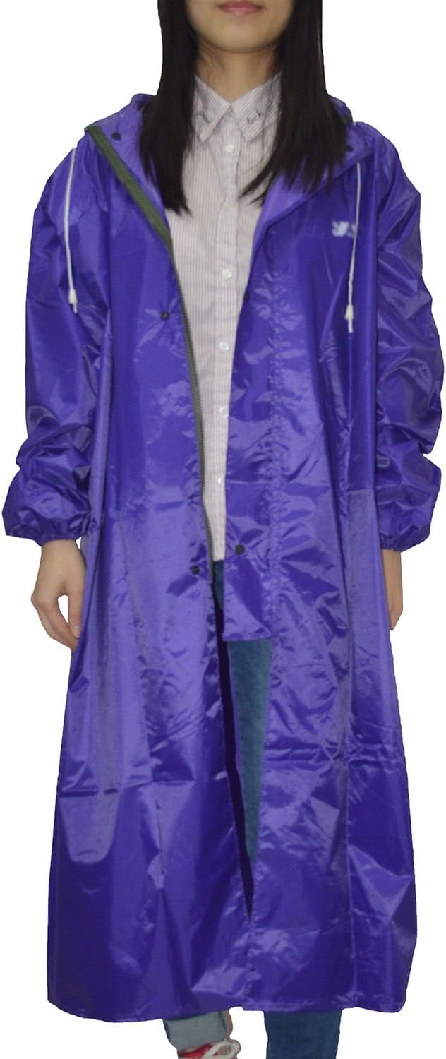 Cheerun Women's Long Hooded Rain Coat Windbreaker Mens Rain Jacket