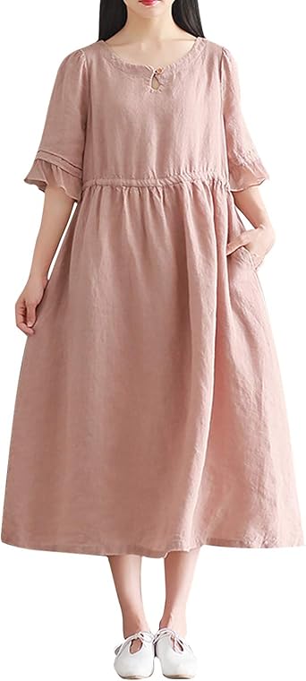 cotton midi dress with pockets