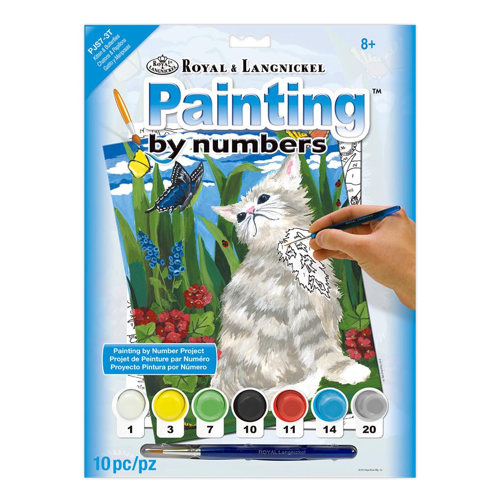 Royal & Langnickel Painting by Numbers A4 Size Kitten and Butterflies Designed Painting Set