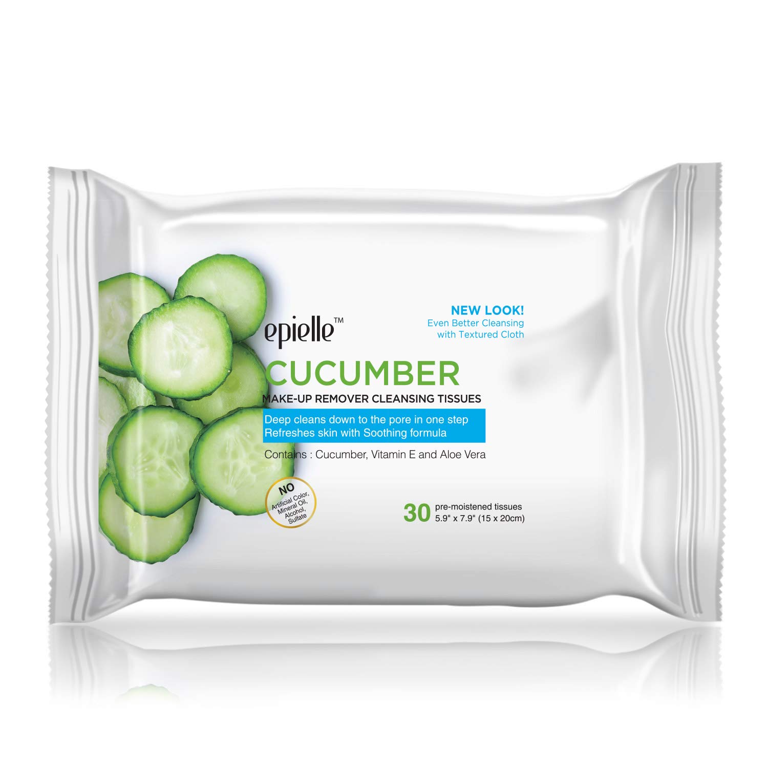 Epielle New Make-Up Remover Cleansing Tissues, 30 Count (Assorted 6 Pack) 1-Vitamin C, 1-Collagen & Vitamin E, 1-Aloe Vera, 1-Cucumber, 1-Green Tea, 1-Argan Oil: Beauty