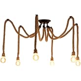 DongMingJianHui Vintage Industrial Pendant Lights Spider Lights Adjustable DIY Chandelier Hanging Lights 4/6/8-Lights Boho Light Plastic/Hemp Rope Drop E27