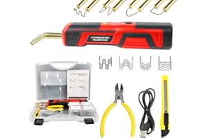 HPEVA USB Rechargeable Plastic Welder,𝐔𝐩𝐠𝐫𝐚𝐝𝐞𝐝 40W Plastic Welding Kit with 400PCS Hot Staples,LED Indicator Cordless Plastic Staple Gun,Crack Repair Welding Machine for Car Bumper Fender(New-Red)