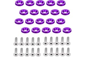 OUHL 20PCS Fender Bumper Washer Bolt 6061 T6 Grade M6x20mm CNC Finishing Washer Engine Bay Dress Up Kit (Purple)