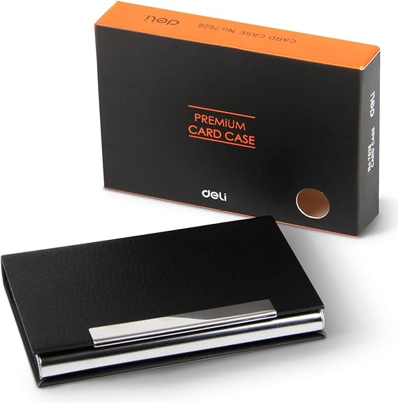 Deli Professional Business Card Holder, Luxury PU Leather