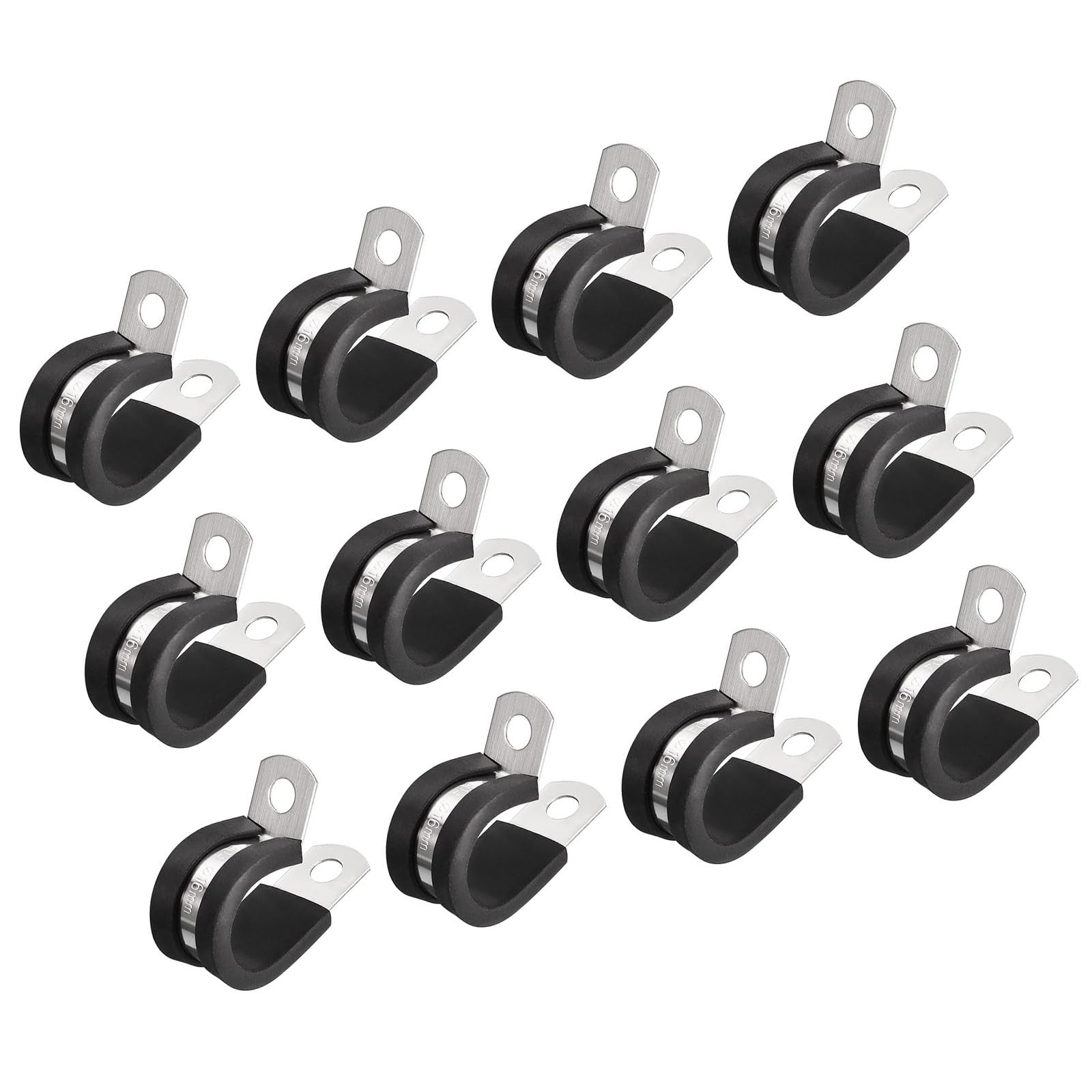 MACHSWON 24Pcs 5/8 Inch(16mm) Cable Clamp, Rubber Cushioned Insulated Clamp 304 Stainless Steel R Shape Bracket Metal Pipe Clamp Tube Holder for Wire Hose Tube