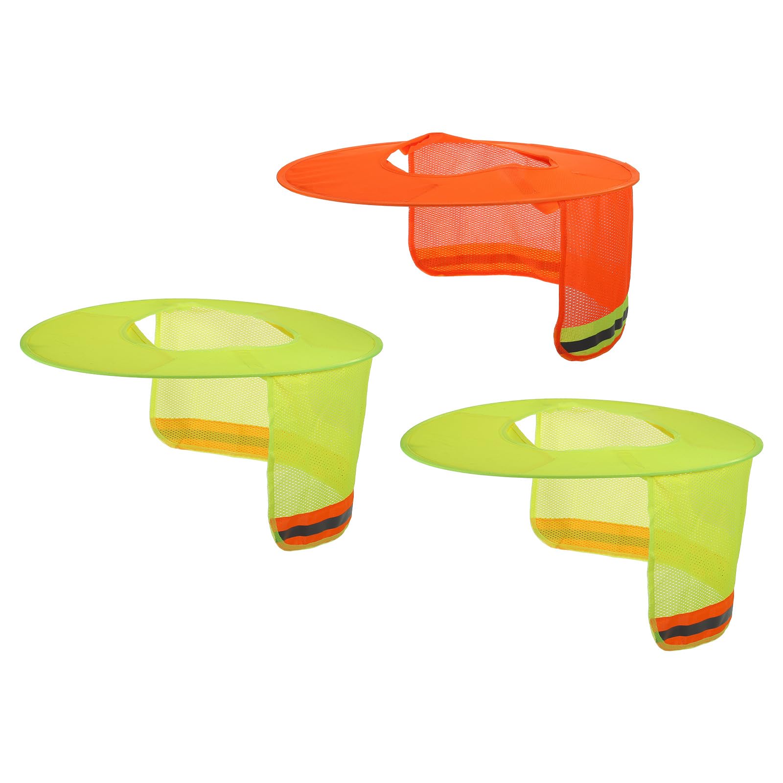 PATIKIL Hard Hat Sun Neck Shield, 3 Pack High Visibility Sun Shade Hard Hat Reflective Mesh Full Brim for Construction Outdoor Work, Orange Yellow