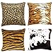 YOUR SMILE Set of 4 Decorative Throw Pillow Case Cushion Covers Square 17x17 Inch(Faux Fur Animal Print)