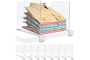 MIVERYEA Acrylic Shelf Dividers, Clear Shelf Divider for Closet Organization 8 Pack Plastic Shelve Organizer for Clothes Purses Separators