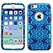 iPhone 6 Case, iPhone 6S Case, JoJoGoldStar Dual Layer Hybrid, Slim Fit Plastic and Silicone TPU Cover with Stylus and Screen Protector - Blue Damask