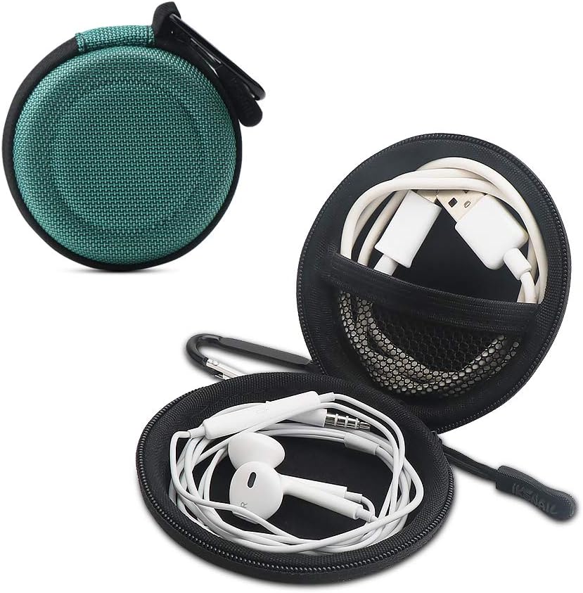 Iksnail Headphone Organizer Bag, Travel Carrying Case Shockproof Portable Storage Pouch for Wireless Earbuds Bluetooth Headphone, USB Flash Drive, USB Cable,Cyan
