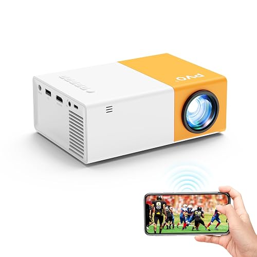 PVO Projector WiFi Portable Movie Projector 1080P, Phone Screen Can Be Mirrored to VideoProjector via WiFi or via data cable, Compatible with Smartphone/Tablet/Laptop/TV Stick/PS/Type-C/USB Drive