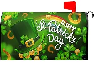 MIAOQUHE Happy St. Patrick's Day Shamrock Clovers Rainbow Green Hat Mailbox Cover - Magnetic, Standard Size 18" X 21"