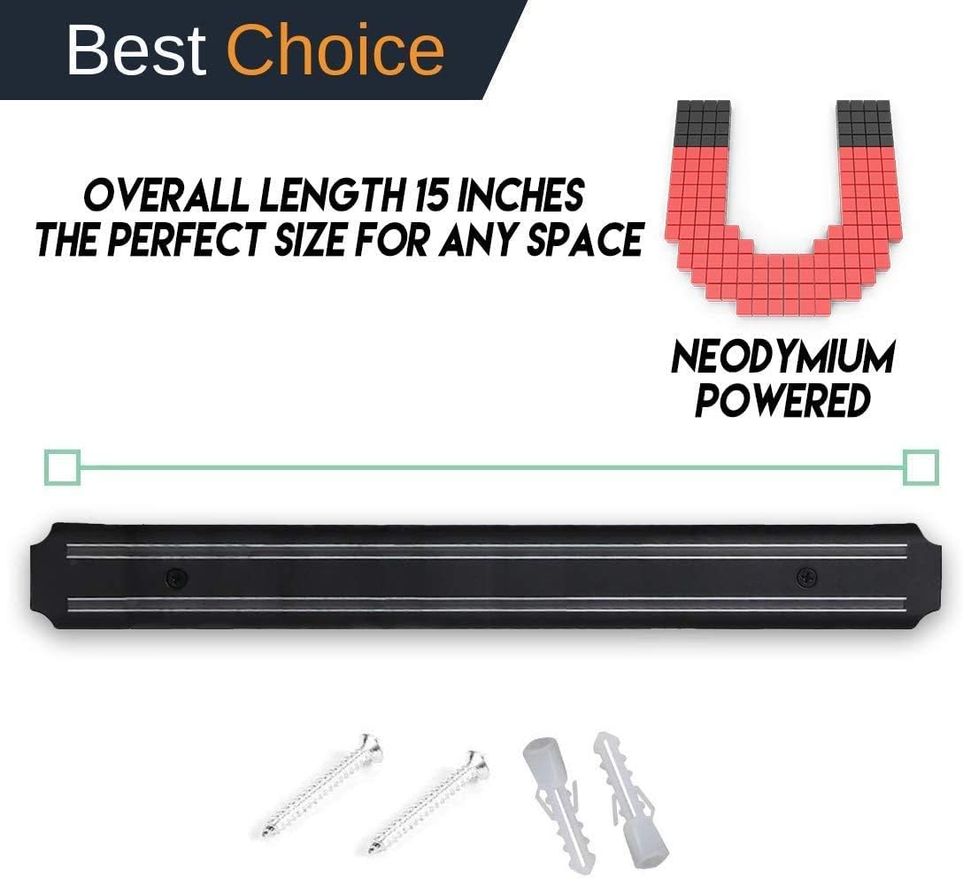 Magnetic Knife Holder for Wall, 15 Inch No Drill Knife Bar with Strong Double Row Magnets, Eco-Friendly & Waterproof Plastic - Image 5
