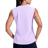 MIER Sleeveless Athletic Tops for Women Dry Fit Running Workout Tank Top Crew Neck UPF 50+ Active Tennis Gym Yoga Tee Shirts