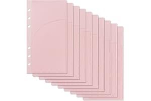 A6 Binder Pockets with No Zipper, Koqye Pink 10 Pcs Plastic Zipless Budget Envelopes, Two Pockets Frosted Cash Envelopes Money Bag for Budgeting, Cash Stuffing