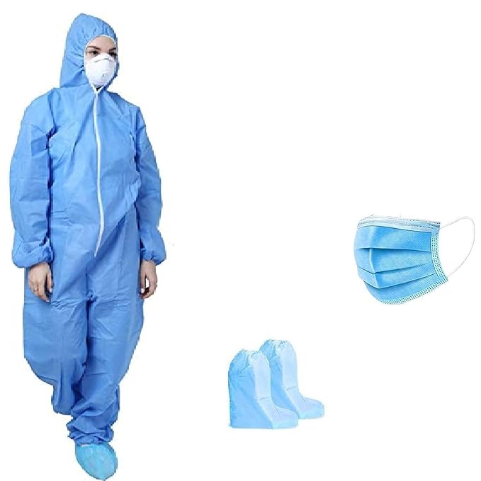 SHREE HANS FASHION Home & Kitchen Studio | PPE Kit/Disposable Full Dress | Latex Gloves | Shoe Cover | Face Mask | Face Shield | Complete PPE kit for Doctors | Washable & Reusable