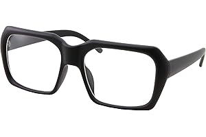 grinderPUNCH XL Oversized Black Nerd Clear Glasses - Men and Women - Square Costume