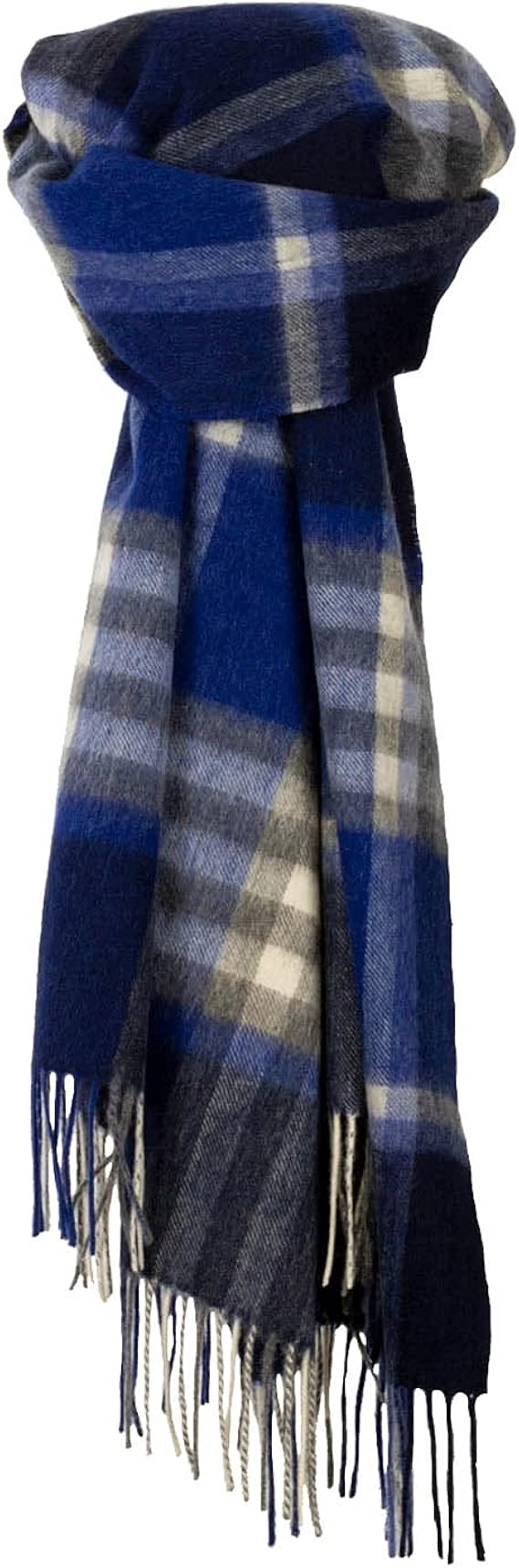 Dunedin Cashmere 90/10 Tartan Cashmere Blanket Scarf Navy Amazon.co.uk