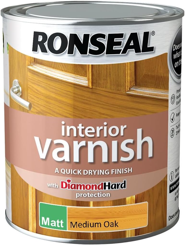 Ronseal Interior Varnish Matt Medium Oak 750ml