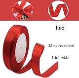 POPOYU 15mm Red Ribbon Gift Wrapping 23M Polyester Double Sided Satin view 2