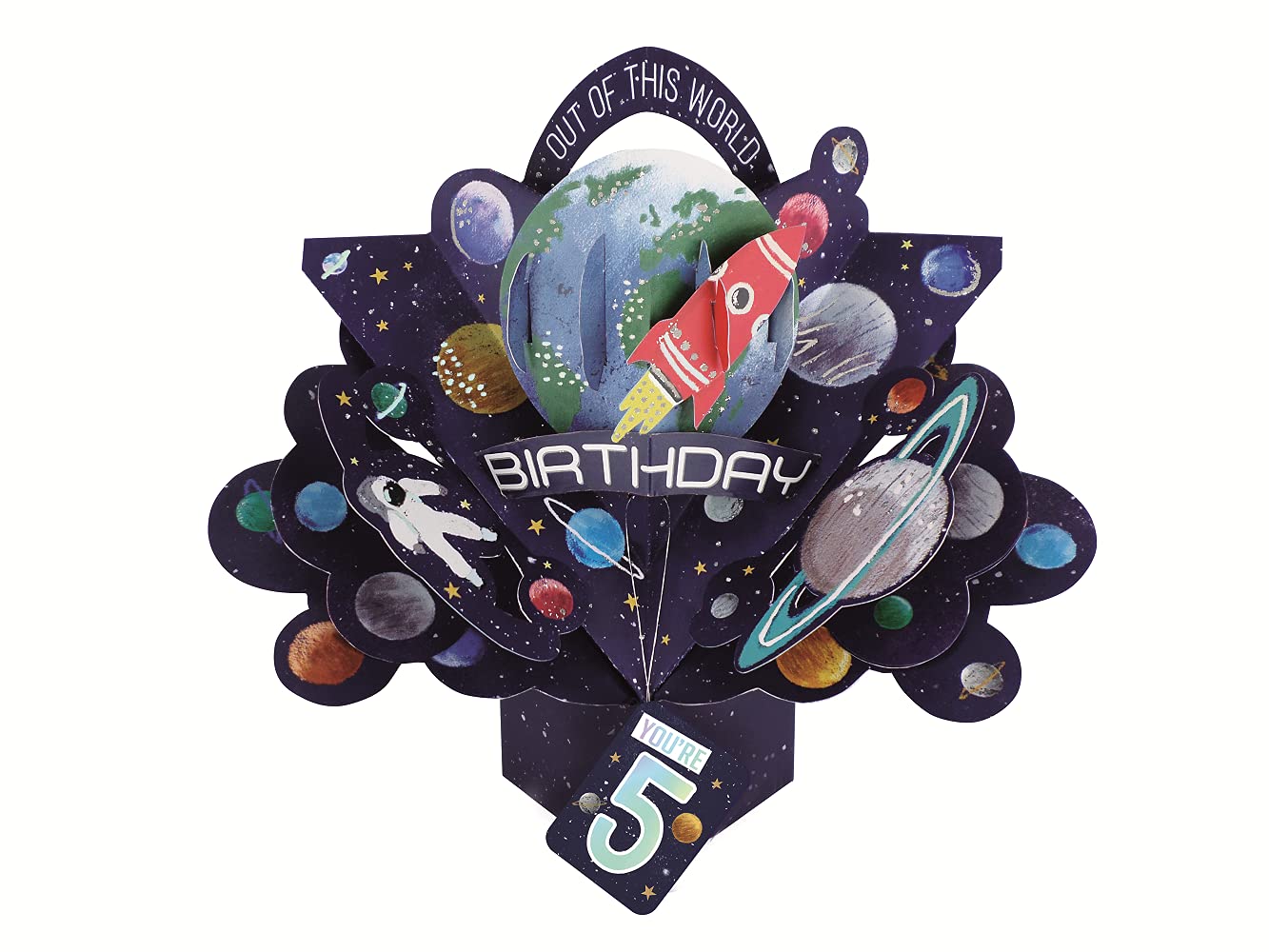 You're 5 Space Rocket 5th Birthday Pop Up Greeting Card 3D Pop-Up Cards POP206MC05