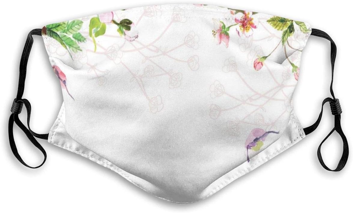 Apple Tree Blooming in Spring Season Branches Falling Leaves Romantic Protective Facial Mask, UV Protection,Safety Suit for Hospital Black