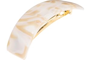 Large White Hair Barrette for Thick Hair, Rectangle Volume French Barrette for Women, Strong Hold, Comfortable and Easy to Use, Alba Ivory | France Luxe