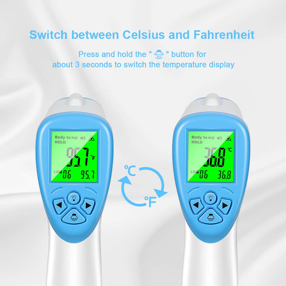 Infrared Digital Non-Contact Thermometer for Adults Forehead and Body Temperature with Fever Alarm and Memory Function: Industrial & Scientific