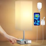 Aooshine Bedside Lamp Touch 3 Way Dimmable USB A+C Ports White Shade view 8