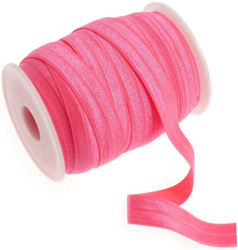 Plush Addict 16mm Elastic, The Perfect Sewing Accessory for Making Masks, Hair Band or Hair Ties and All Garments requiring fold Over Elastic - Neon Pink - 1 Metre