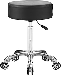 EasyLife185 Professional Swivel Rolling Stool Adjustable Height Hydraulic Stool with Wheels for Clinic Dentist Spa Massage Salons Studio (Black)