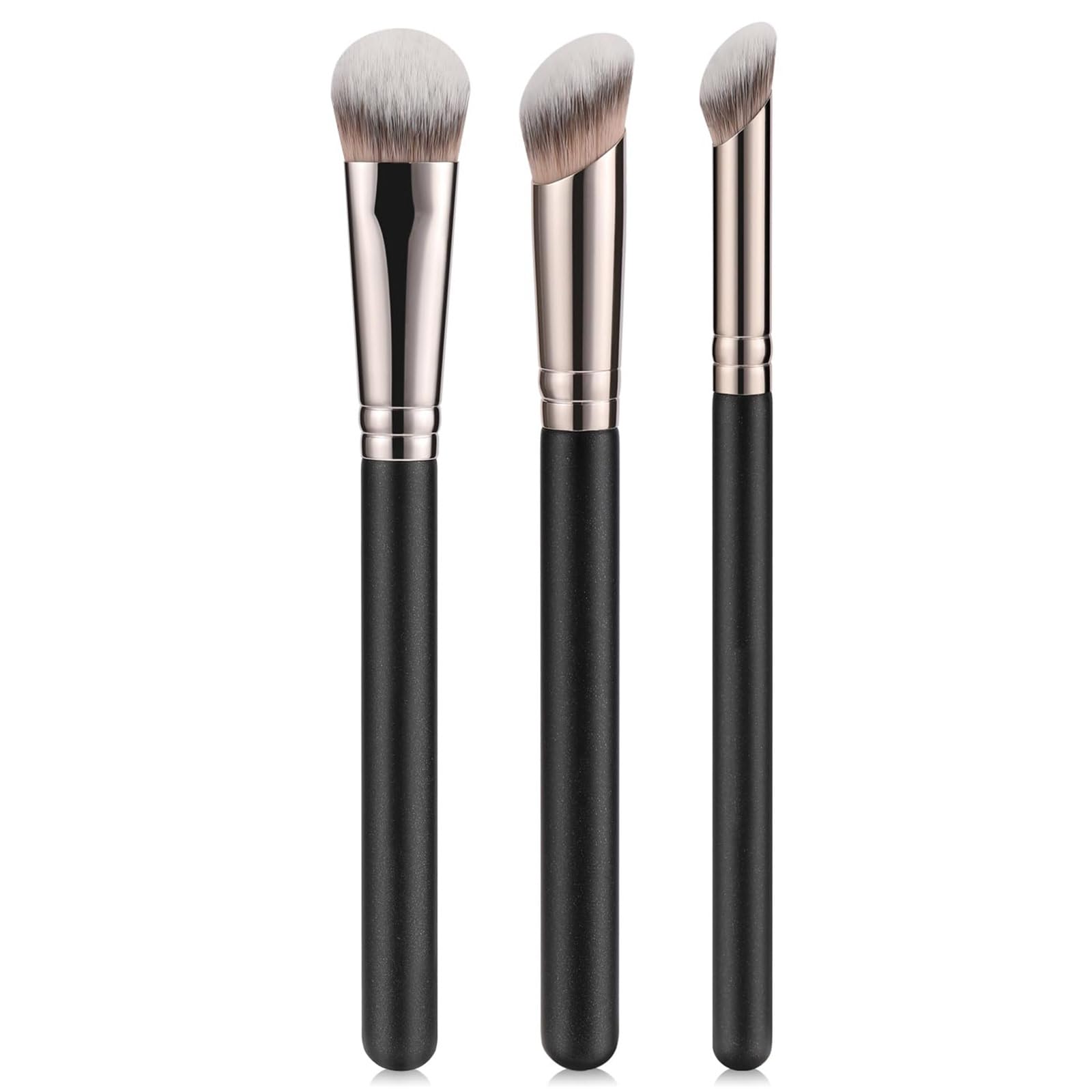 Contour Conceal Brush Set, 3PCS Angled Synthetic Under Eye Concealer Brush for Blending Setting Buffing with Liquid, Cream and Powder Cosmetic