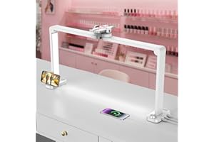 iVict Nail Desk Lamp, 34" Nails Tech Light with Phone Stand, 0-100% Adjustable Brightness, 3000K-6000K Color Temperature Led Desk lamp for Nail, Tattoos, Eyebrows, Beauty