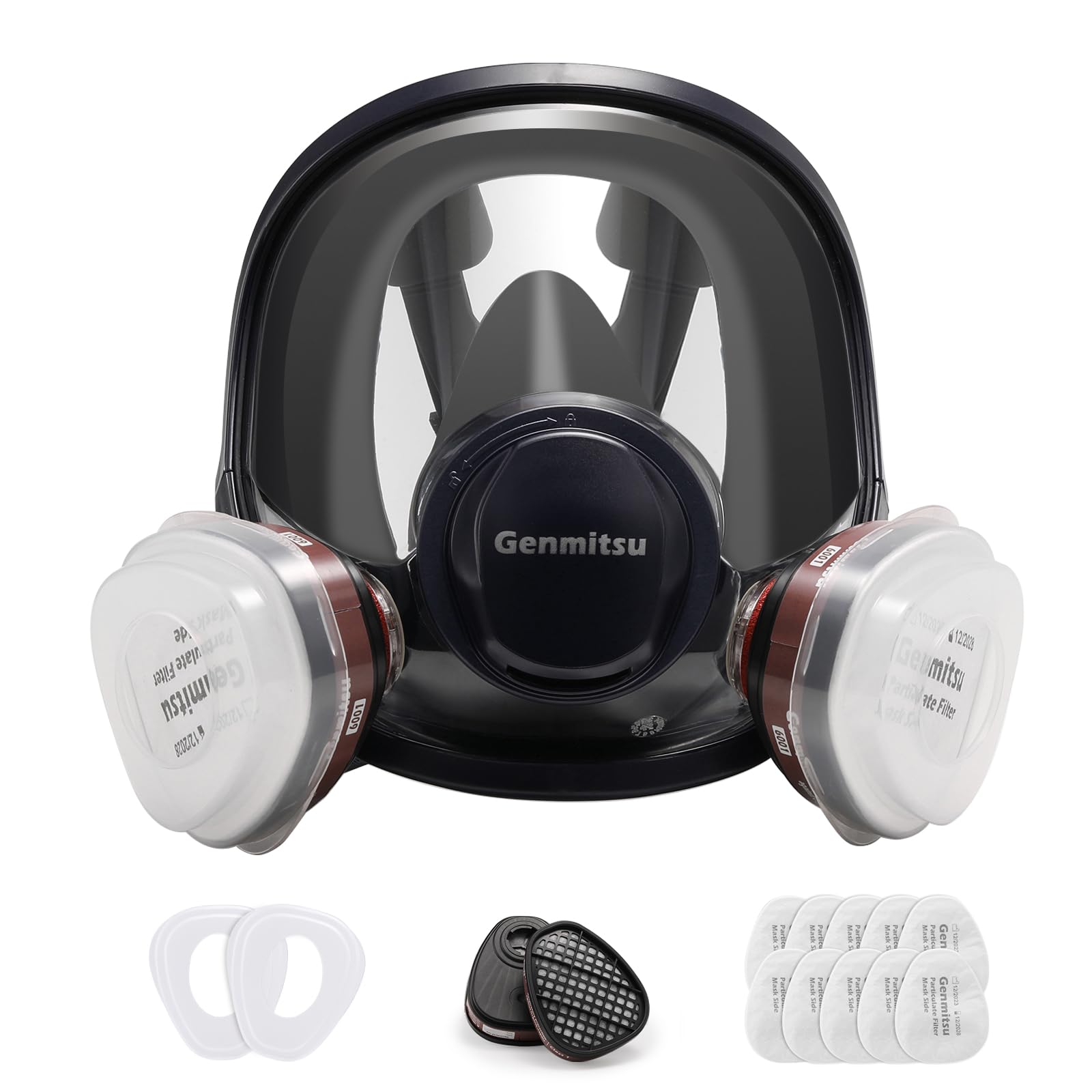 Genmitsu Full Face 6800 Respirator Mask - Reusable Large Size Mask - Dust, Gas, Paint Chemicals Particulate Filters for Woodworking Welding Safety