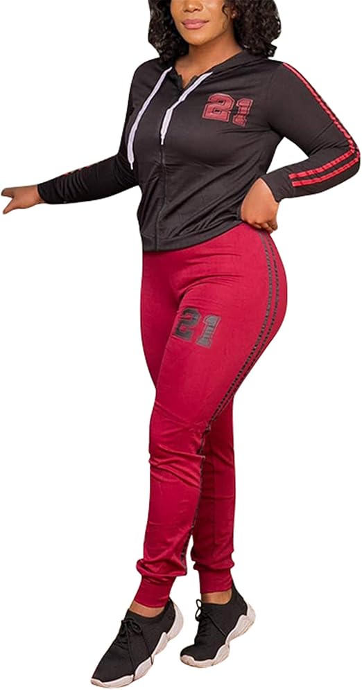 Women's Plus Size Sweat Suits Two Piece Outfits Hoodie Jackets + Skinny