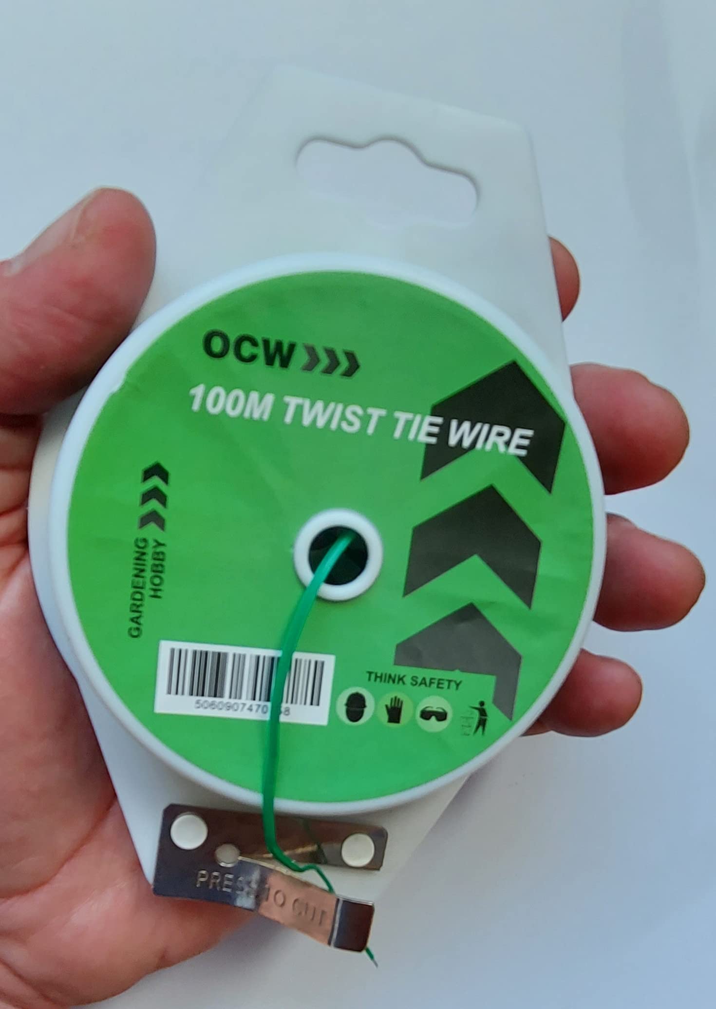 OCW 100m Green Garden Plant Twist Ties. Plastic Coated Support Wire with Cutter (2)