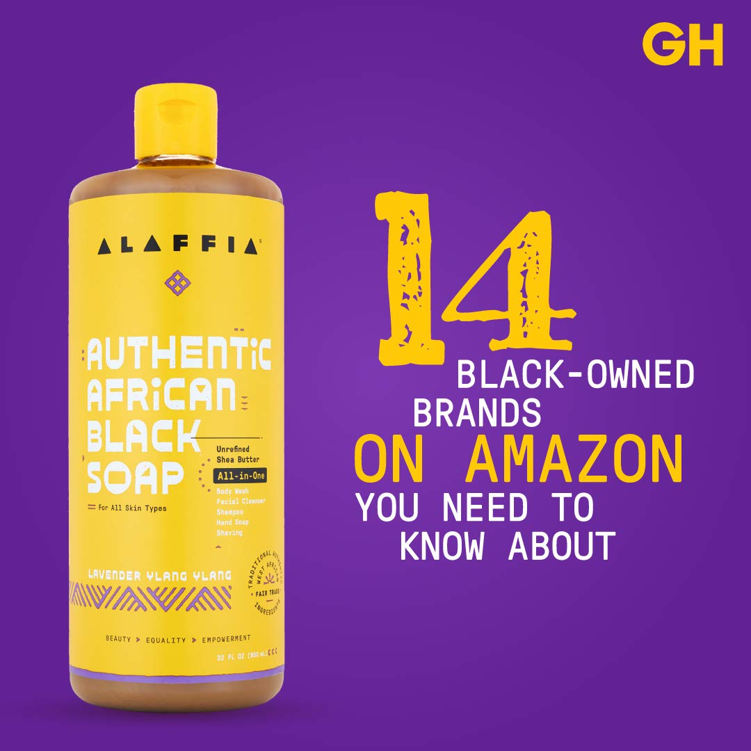 Alaffia Authentic African Black Soap, All-in-One Body Wash, Shampoo, and Shaving Soap, All Skin and Hair Types, Fair Trade, No Parabens, Non-GMO, Unscented, 16 Ounces : Beauty
