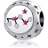 QeenseKc Leo Horoscope Zodiac Sign Birthday Charm Constellation Clear CZ Astrology Bead for Bracelet Necklace