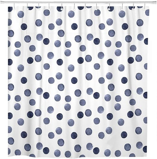 Amazon Com Artsocket Shower Curtain White Blue Polka Dot
