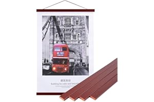 Benjia Magnetic Poster Hanger, 12x18 12x16 12x24 Poster Frame Wood Wooden Magnet Print Posters Dowel Scroll Hanger Hangers Hanging Kit for Walls Map Canvas Artwork (Mahogany, 12")