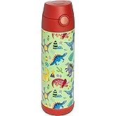 Snug Insulated Kids Water Bottle with Straw & Spout – Double-Wall Stainless Steel, Leakproof, Easy-Flip Lid – For School, Travel, Toddlers & Big Kids - Dinosaurs, 17oz