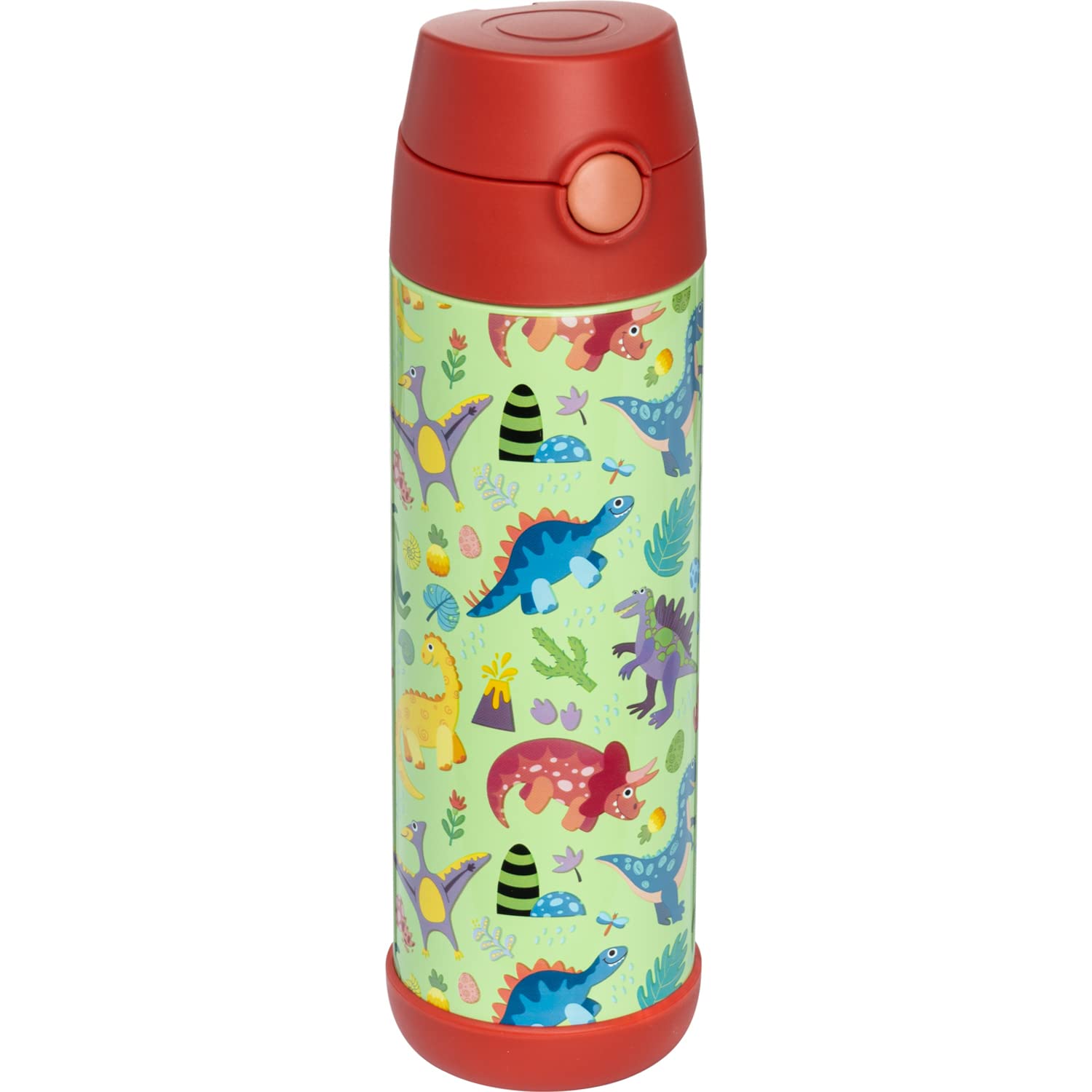 Snug Kids Flask - Stainless Steel Insulated Water Bottle with Straw for Children/Toddlers (Girls/Boys) - Dinosaurs, 500ml