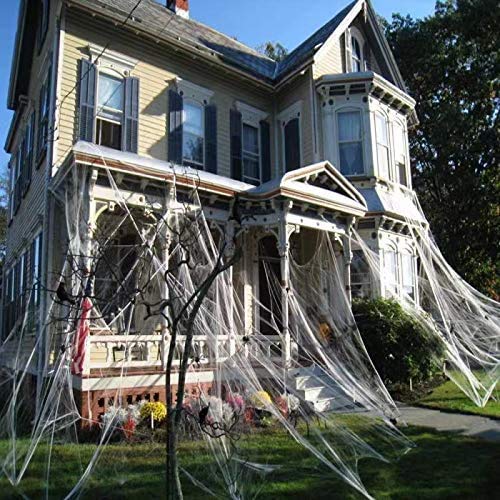 Halloween Decorations Spider Web, Stretch Cobwebs for Halloween Indoor/Outdoor Decoration 1000sqft with 60 Fake Spiders