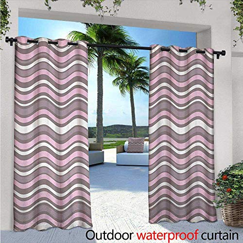 Blountdecor Geometric Patio Curtains W72 X L108 Wavy Horizontal