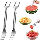2-in-1 Stainless Steel Fruit Cutter, 2024 New Upgrade Dual Head Watermelon Fork Slicer Cutter Tool, Summer Watermelon Fruit C